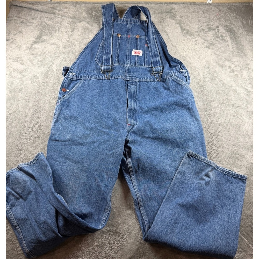 Vtg Round House Denim Bib Overalls Mens 42x30 Made‎ USA Workwear